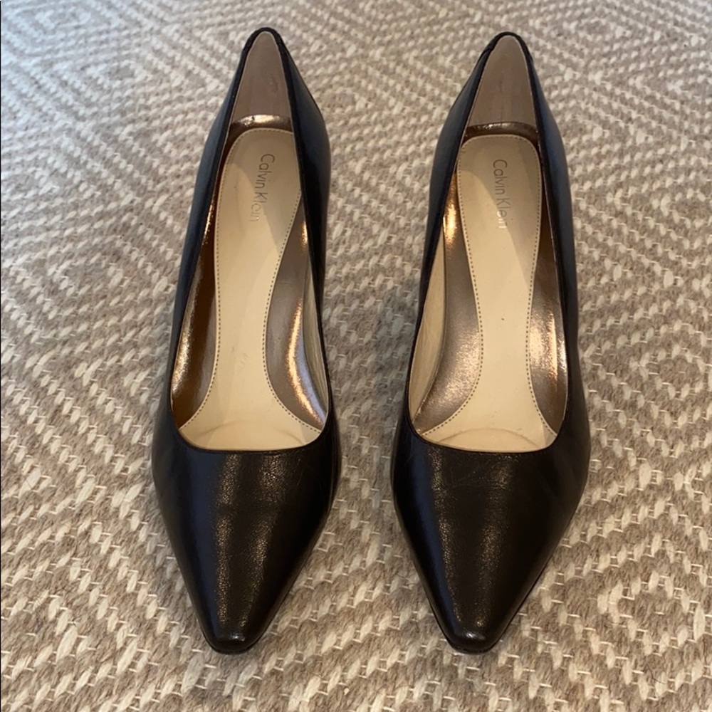 Calvin Klein Dark Brown Leather Pumps
